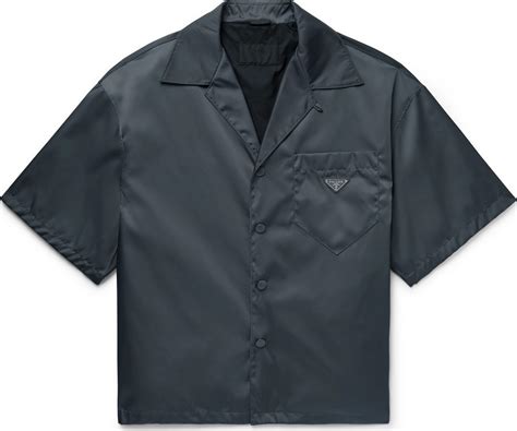 prada camp-collar logo-appliquéd nylon shirt|Prada Camp Collar Shirt .